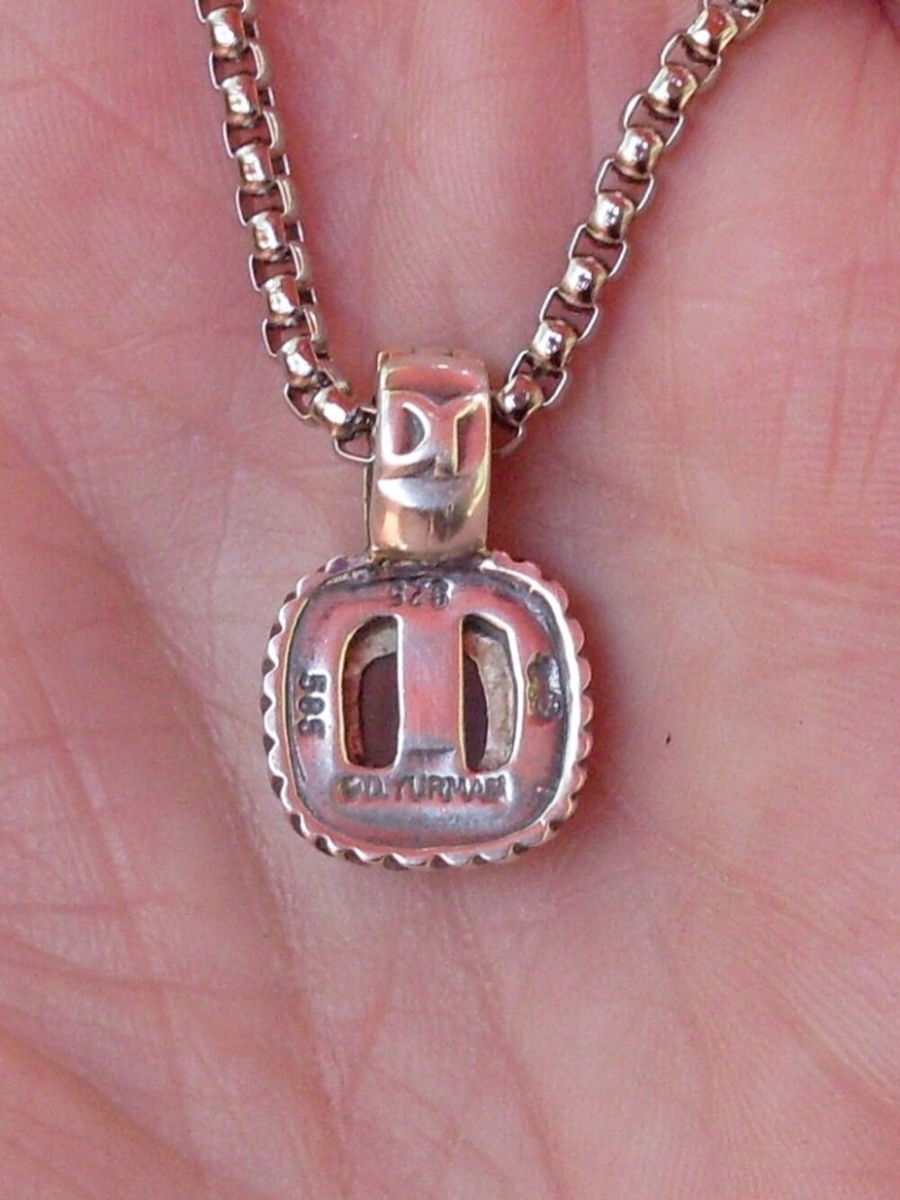 Rare & Retired David Yurman Albion Chalcedony Enhancer Pendant w/Chain - 14K/925 - Picture 6 of 11